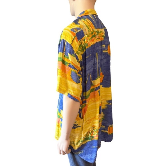 Jams World 100% Rayon Hawaiian Shirt Top Casual Tiki  Full Button Front Colorful - Picture 5 of 16